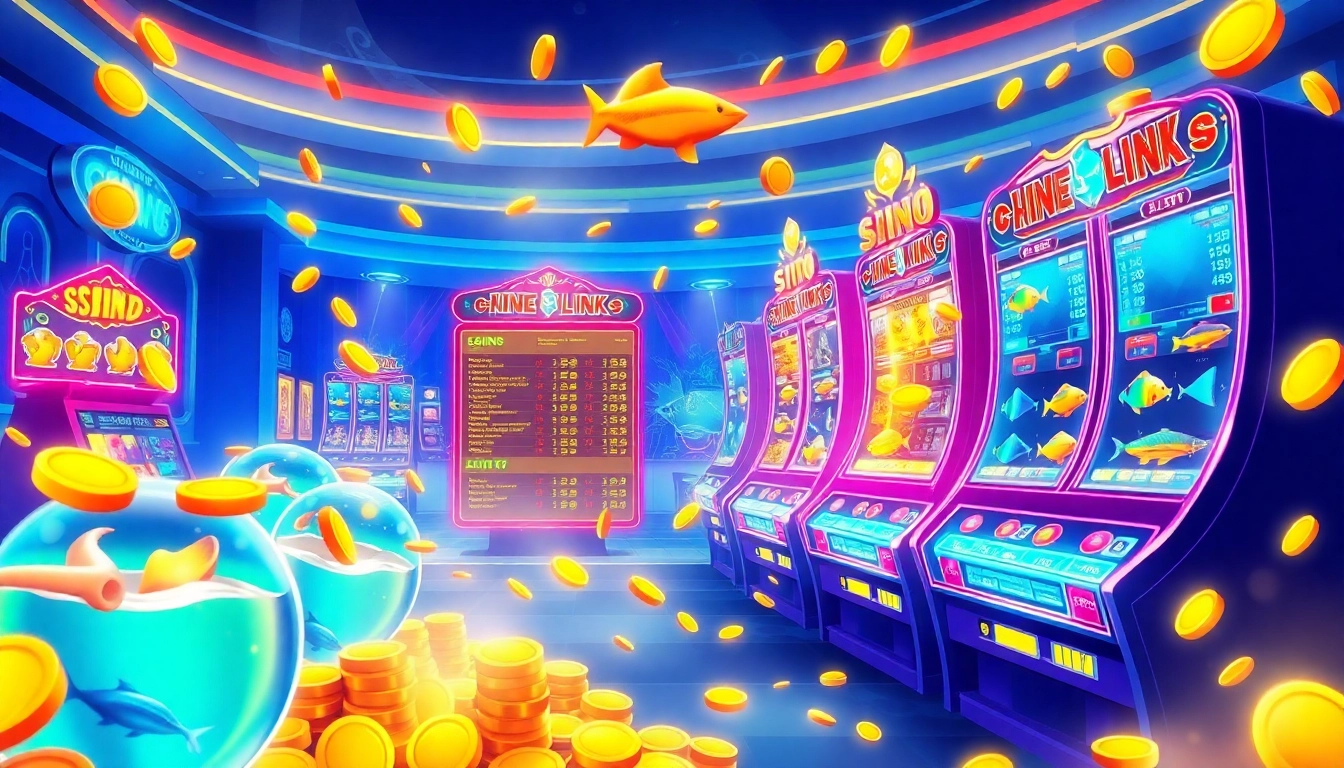 Exciting action of chơi bắn cá đổi thưởng online, featuring vibrant graphics of fish and coins in a thrilling casino setting.