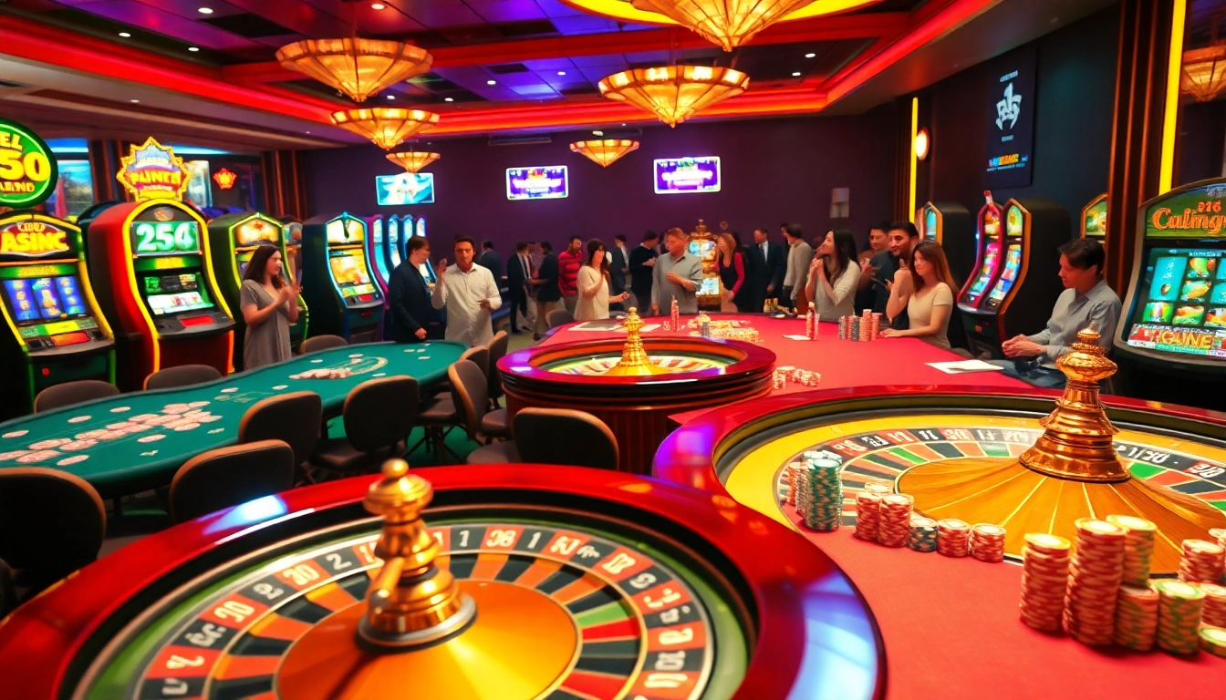 Engaged players at rr88 casino celebrate wins at vibrant gaming tables adorned with poker chips and cards.