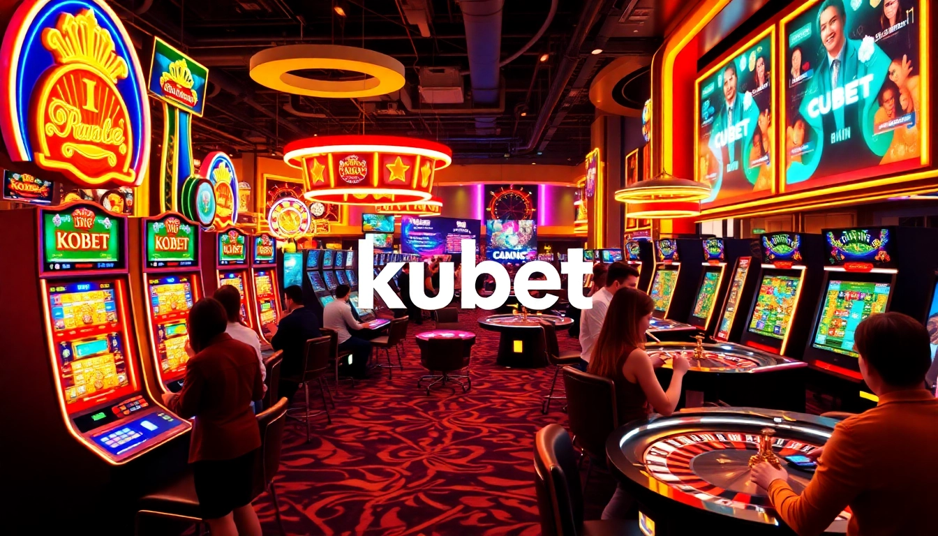 Kubet online casino scene with players enjoying vibrant slot machines and live dealer games.