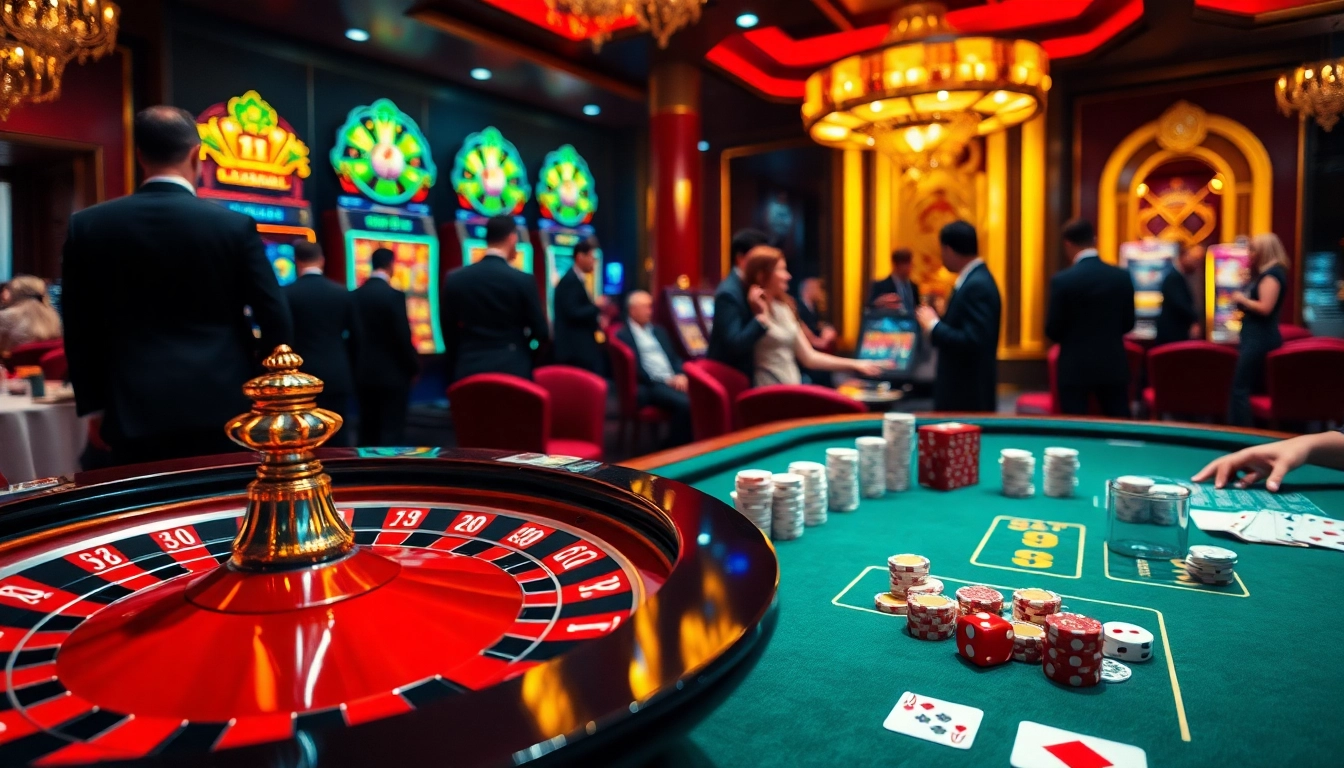 Engaging in high-stakes gameplay featuring the excitement of bong da lu fun with roulette wheel and poker chips.