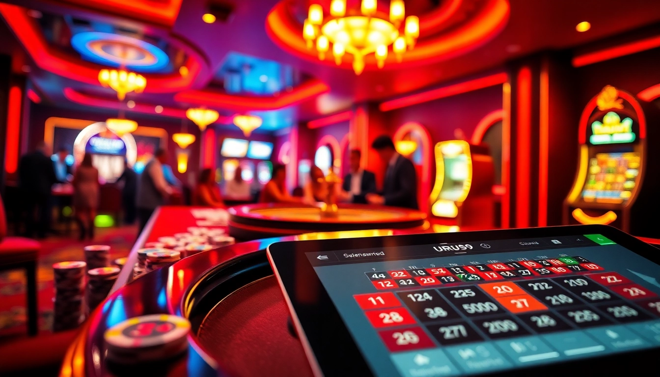 Experience the thrill of casino gaming with urus9, showcasing vibrant roulette and poker tables.