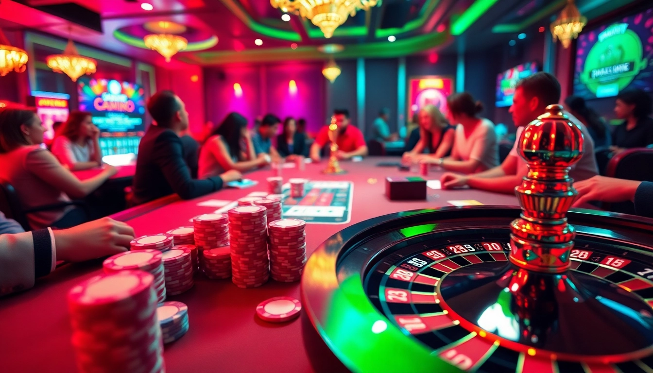 Poker players at a vibrant casino table, emphasizing ai chat no filter for fun gambling strategies.