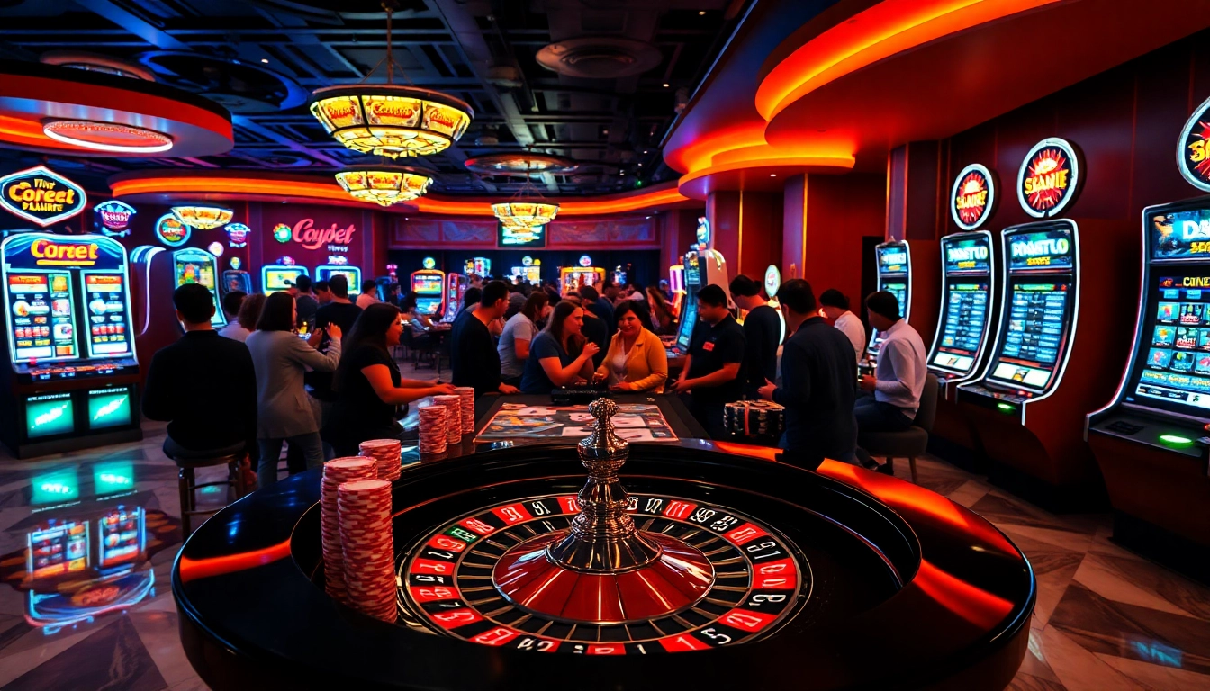 Casino players enjoy a thrilling roulette game while strategizing their debet outcomes with colorful chips.