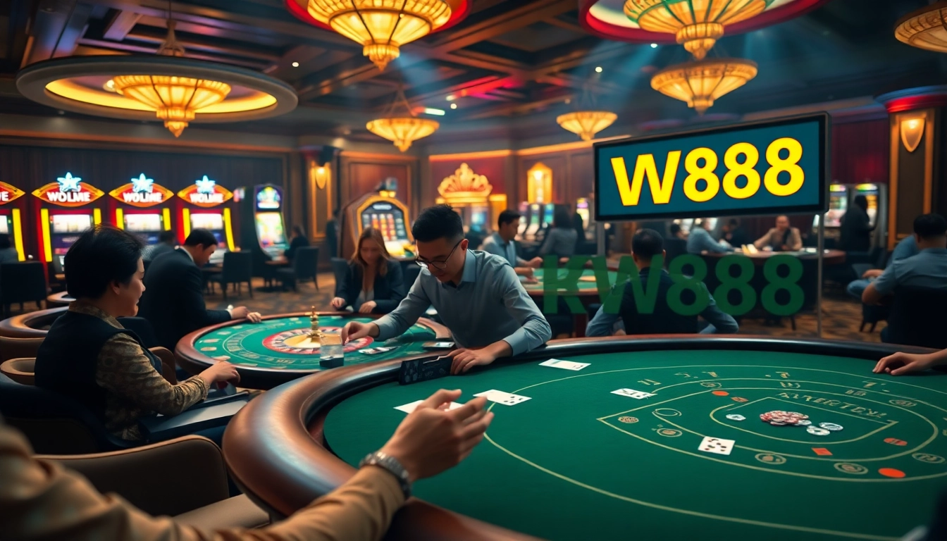 Experience the thrill of winning at the trang chủ WW88 blackjack table with excited players and colorful chips.