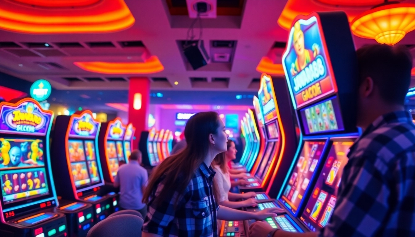 Players engaging in slot gacor gampang menang on Jawara88, showcasing excitement and vibrant gameplay.